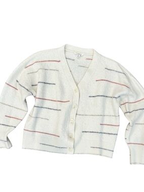 Splendid Cream V-Neck Stripe Button Cardigan